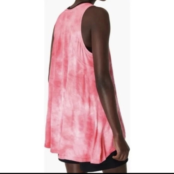 Sweaty Betty Easy Peazy Tank White Placement Tie Dye Bamboo Viscose Size M Pink - Picture 3 of 8